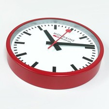 MONDAINE Wall Clock Red A990.CLOCK.11SBC 25cm Official Swiss Railways Design