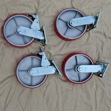 Wheels 4x LARGE Heavy Duty solid Castors with  Brakes 8" X 2" trolley tyres
