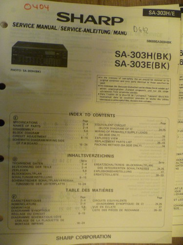 Sharp 303h sa 303e - sharp, sa-303e
