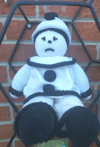 Handmade knitted pierrot clown - knitted,