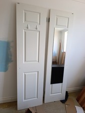 BARGAIN!  - 2 x White wardrobe doors only with mirror