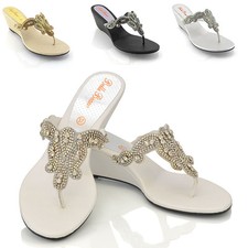 Womens Low Wedge Heel Sandals