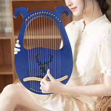 New Lyre Harp,16 Metal String Harp Solid Wood Mahogany with Tuning Wrench Gift