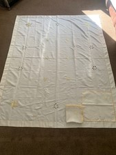 Festive Rectangle Silky Tablecloth Cover Dinner Party Cream/Gold with 8 Napkins