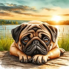 Cute Pug puppy diamond art