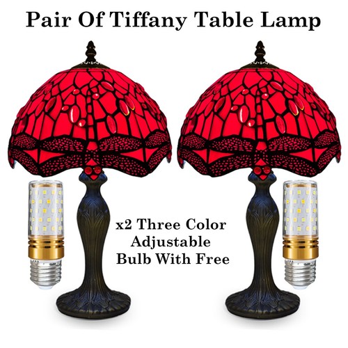Pair tiffany style red - pair,