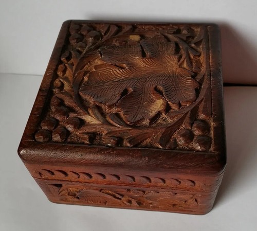 Carved wooden box leaf - carved,