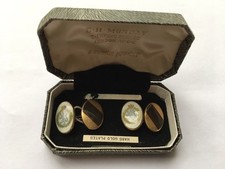 C1950s WOMENS ROYAL ARMY CORPS HAND ENAMELLED&GILT DRESS CUFFLINKS IN ORIG BOX
