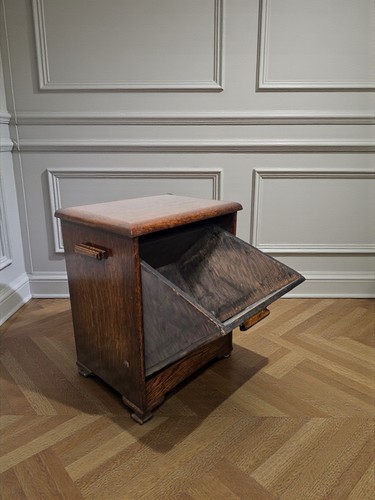 Art deco oak coal scuttle - art,