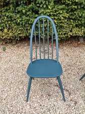 X4 ERCOL HIGH BACKED QUAKER WINDSOR DINING CHAIRS IN STUDIO GREEN FARROW & BALL 