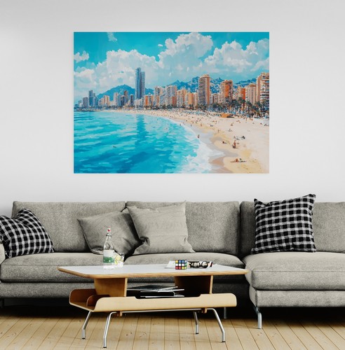Benidorm beach canvas - beach, picture