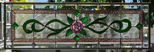 Stained Glass Transom window HANGING PANEL 34 1/4 X 11  3/4  incl hooks