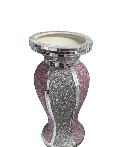 Pink silver vase mosaic - silver,
