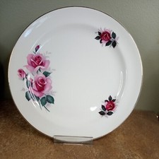 Vintage 1950s, James Kent 'Old Foley' 25cm Dinner Plate with Pink Roses 