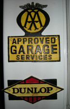 Dunlop tyre and AA Approved Garage Services Cast Iron Advertising  Wall  Signs