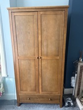 2 x Solid Oak 2 Door Wardrobe with Drawers - Quality Furniture