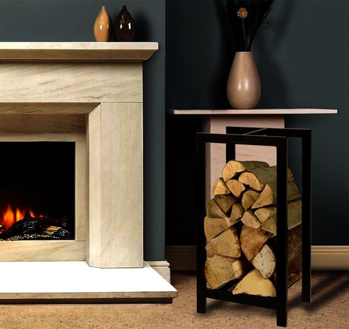 Large black metal log store - black,
