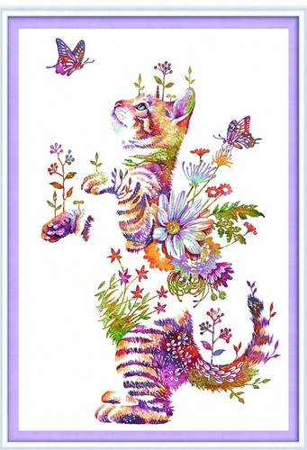 Count stamped cat flower - stamped,,
