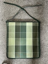 Set Of 2 Dark Green Garden Chair Seat Pads Approx 36x40 cm With Ties