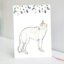 Borzoi birthday card - -,