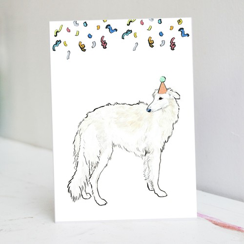 Borzoi birthday card - borzoi,