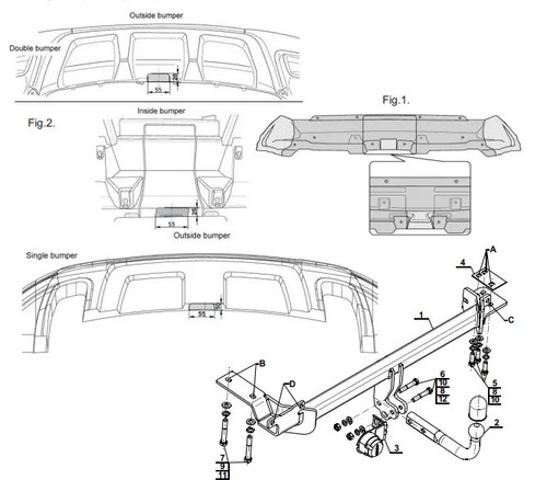 Swan neck tow bar - neck, range