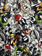 Looney Tunes Lounge Pants Adult Medium Draw Strings PJs Taz Bugs Daffy Tweety
