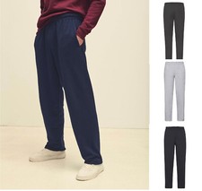 Mens Fruit of the Loom open hem jogging bottoms Black joggers 64032