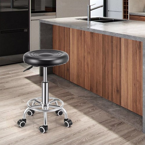 Black salon stool swivel - black,