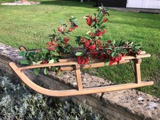Vintage Davos wooden sledge sled with metal runners
