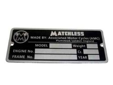 MATCHLESS ID TAG DATA PLATE