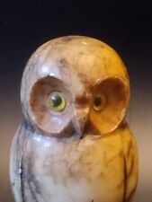 Hand Carved Agate Marble Owl Paper weight Vintage Ref#13 12