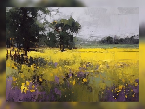 Colorful abstract meadow oil - abstract,
