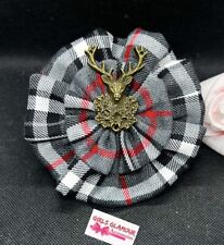 Thompson Grey Rosette Tartan Fabric Scottish Sash Wedding Burns Night Royal