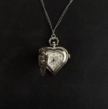 Silver Heart Clock Locket