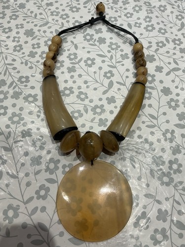 Buffalo horn beaded necklace - buffalo,