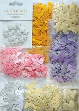 1000 Glittery Fabric Motifs Butterfly Star & Heart shapes Card Crafts & Sewing