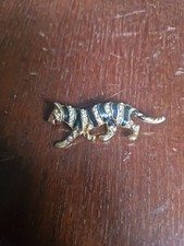 enamel tiger brooch rhinestone