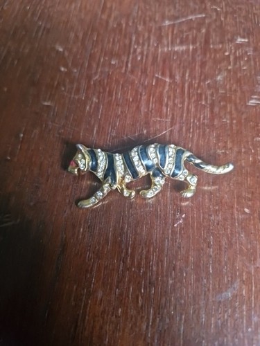 Enamel tiger brooch rhinestone - enamel,
