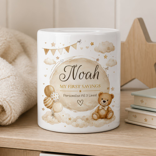 Personalised ceramic money box - ceramic,