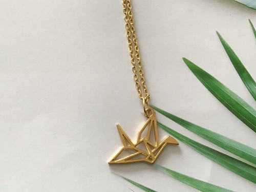 Origami crane bird necklace - origami,