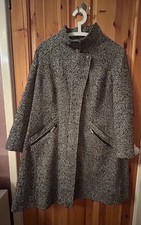 Ladies Black N White Short Length Coat funnel neck Size 18 by George Fully Lined