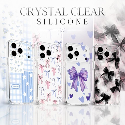 Blue ribbon bows hearts - blue, clear