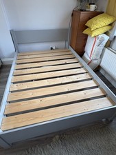 Warren Evans Double Bed Frame Grey Solid Wood Bed Frame