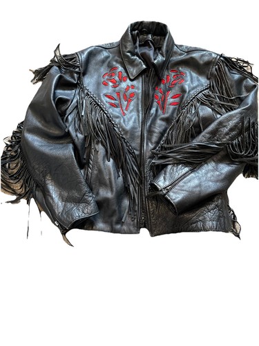 Genuine leather jacket fringe - leather,