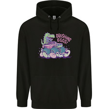 Crushing Eggs Easter T-Rex Dinosaur Monster Truck Mens 80% Cotton Hoodie