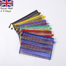 A4 A5 Fabric Mesh Zip Folder Pocket Document Holder Office organiser