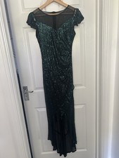 Shein Women’s Green Sequin Dress With Mesh And Dip Hem Detail. Size M. BNWOT