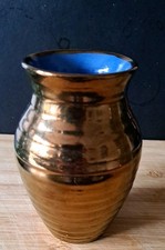 VINTAGE ART POTTERY COPPER LUSTRE VASE CREIGIAU CARDIFF WALES 14CM HEIGHT