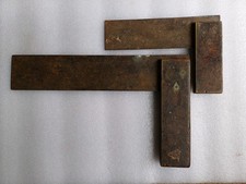 Vintage unbranded wood and brass carpenters try set squares  X 2